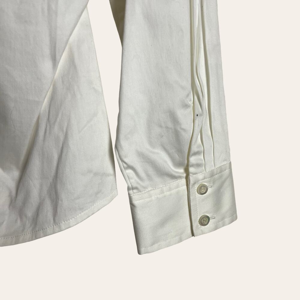 Etcetera Solid White Gathered V-Neck Long Sleeve … - image 10